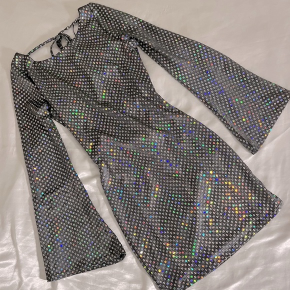 Holographic detail “disco” dress, open back, XS - Picture 1 of 6